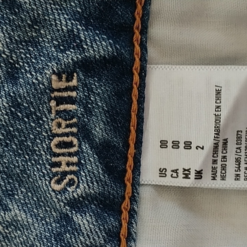 American Eagle Outfitters "Shortie" Denim Lace Shorts sz 00 - Picture 7 of 10